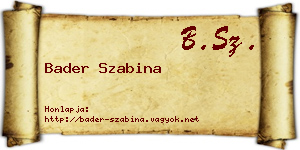 Bader Szabina névjegykártya